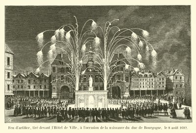 Tűzijáték a Városháza előtt, Burgundia hercegének születése alkalmából, 1682. augusztus 8. alkotó: French School