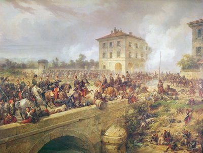 Harc a boffalorai hídnál a magentai csata során, 1859. június 4., 1859 körül alkotó: French School