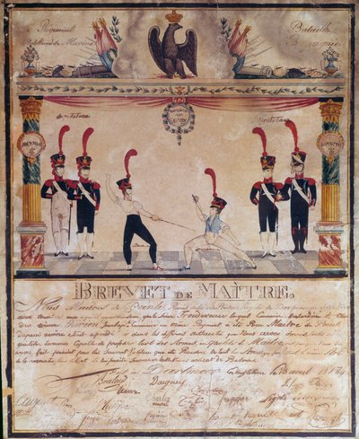 Első Birodalom: Fegyvermesteri bizonyítvány 1813-ban. Vívódiploma, Párizs, Musee de l