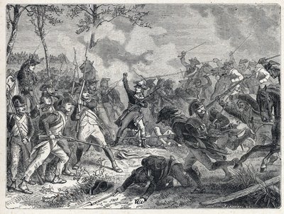 Első koalíció: Lazarus Nicolas Marguerite Carnot (1753-1823) a wattignies-i csata során, 1793. október 16-án szembeszállva a francia csapatokkal az osztrák hadsereggel. alkotó: French School