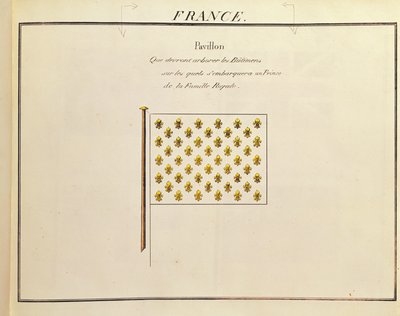 A királyi család hercegének zászlaja, a Pavillons des Puissances Maritimes-tól (színes metszet) alkotó: French School