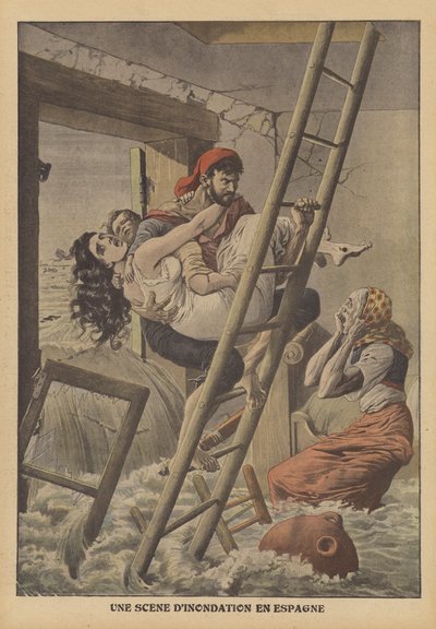 Árvizek Spanyolországban (színes litográfia) alkotó: French School