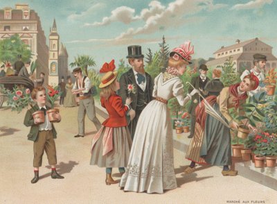 Virágpiac (chromolitho) alkotó: French School