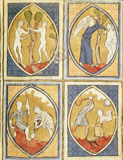 Fol.93r Ádám és Éva története, az Image du Monde-ból alkotó: French School