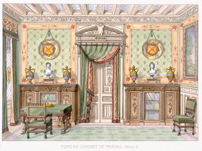Fond de cabinet de travail II. Henrik stílusában a Le Gared-Meuble-ból, alkotó: French School