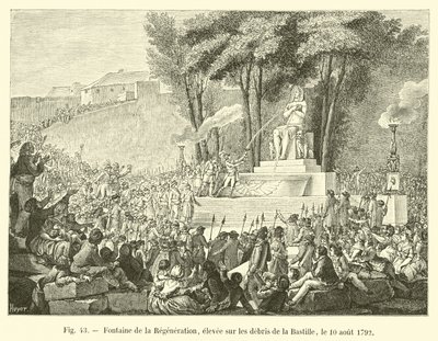 A megújulás szökőkútja, a Bastille törmelékére állítottak, 1792. augusztus 10. alkotó: French School