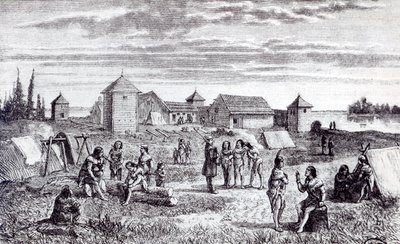 Fort Youkon, a Hudson Bay Company kereskedelmi állomása, 19. század alkotó: French School