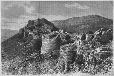 Baniyas erődje, Szíriából ma. Utazások Föníciában, Libanonban és Júdeában. Louis Charles Emile Lortet 1875-1880, 1884 (bw metszet) alkotó: French School