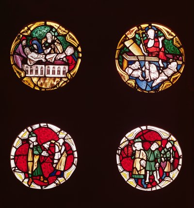 Négy ablak Krisztus életének jeleneteit ábrázolja a Chapelle du Rosaire-ból alkotó: French School