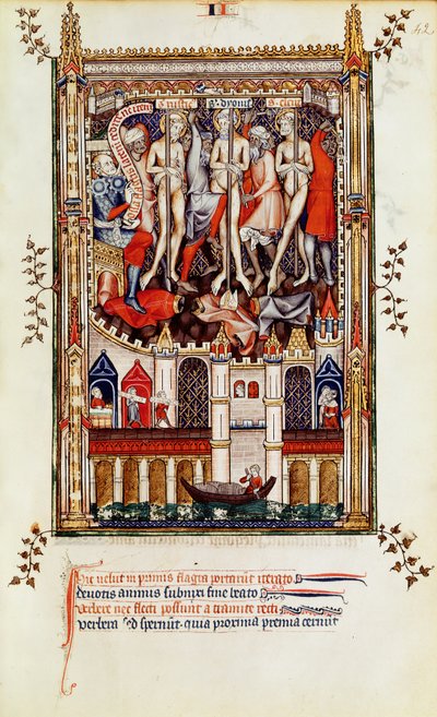 Fr 2092 f.42 St. Denis és társai harmadik zászlózása, Vie de St. Denisből, 1317 alkotó: French School
