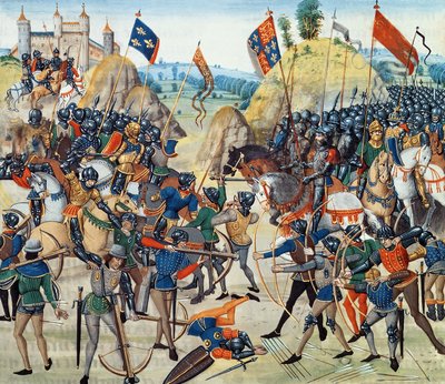 Fr 2643 f.165v Crecy-i csata a százéves háborúból, "Froissart