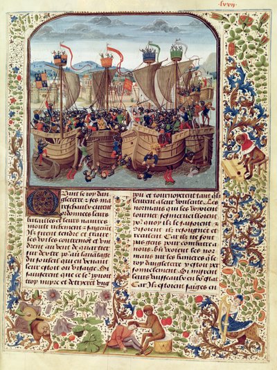 Fr 2643 f.82 Ecluse-i csata, 1340. június 24., a Froissarts Chronicle-ból alkotó: French School