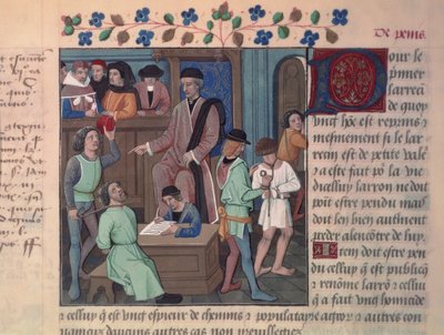 Fr 4367 f.55v A foglyokat kihallgató bíró alkotó: French School