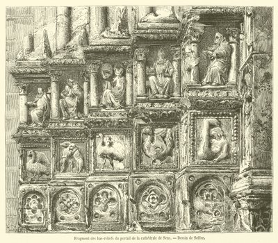 Domborműtöredék a Sens-székesegyház portáljáról (metszet) alkotó: French School