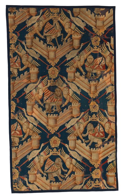 Fragment of a heraldic tapestry depicting the Arms of Beaufort, Turenne and Comminges, made in Paris or Arras (wool) alkotó: French School