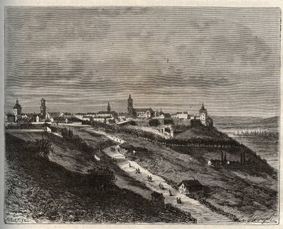 Franciaország, Champagne-Ardenne, Haute-Marne (52), Langres - metszet „La France illustrée: földrajz, történelem, statisztikai igazgatás” V.-A. Malátabarna. 1884 alkotó: French School