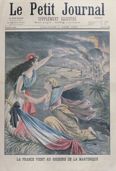 Franciaország segít Martinique-nak egy vulkán kitörése után, Montagne Pelee, Martinique, a Le Petit Journal, 1902. június 1. alkotó: French School