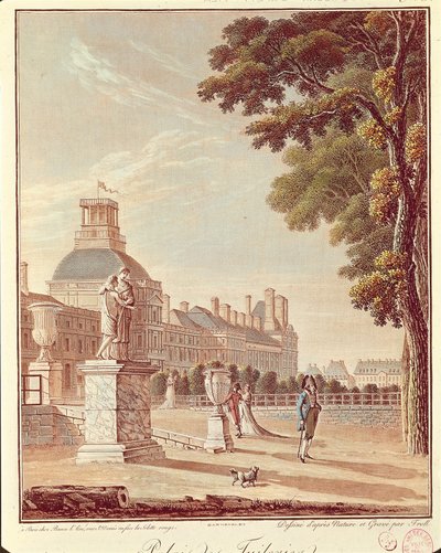 Franciaország, Párizs, Tuileries-palota, metszet alkotó: French School
