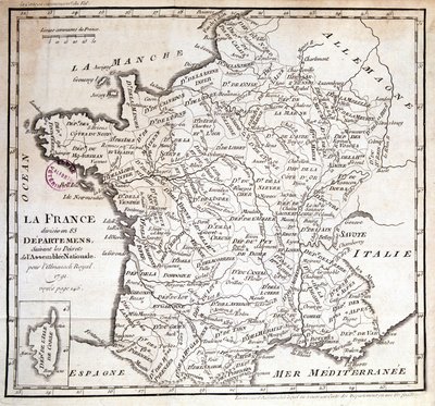 Franciaország az 1791-es nemzetgyűlés rendelete alapján 83 megyére oszlott alkotó: French School