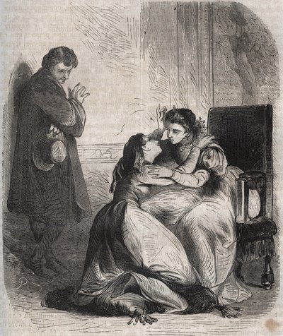 Francoise de Montmorency-Fosseux (Montmorency Fosseux) (1566-1641) bocsánatot kér Marguerite de Valois királynőtől (1553-1615), akit Margot királynőként ismernek. Henrik király (1553-1610) szeretője, és féltve szüli gyermeküket. alkotó: French School
