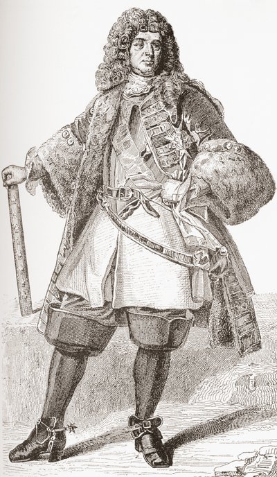 François de Neufville, Villeroy 2. hercege, 1644 1730, francia katona. Az 1908-ban megjelent Les Heures Libres című kötetből. alkotó: French School