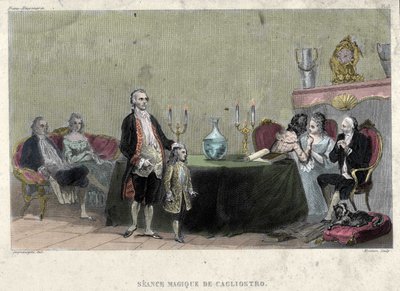 Freemaking: Giuseppe Balsamo, Sándor, Cagliostro grófja (1743 - 1795) varázslatos szeánsza. Metszet a „Szabadkőművesség és az ókori és modern titkos társaságok festői története” című könyvéből, F.-T. B. Clavel. Pagnerre, szerkesztő alkotó: French School