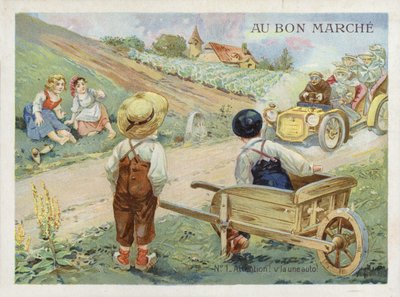 Francia gyerekek száguldó autót néznek alkotó: French School