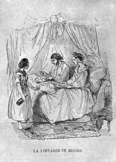Francia illusztrációja egy ágyhoz kötött köszvényes személyről. 1848 (metszet) alkotó: French School