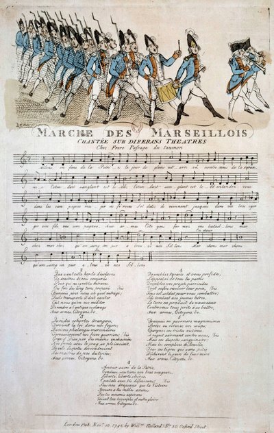 Francia forradalom: Claude Balbastre (1724-1799) "La marche des Marseillois" című kottája, amely a francia nemzeti himnusz, a Marseillaise témájára készült variáció. Párizs, Bibliotheque de l