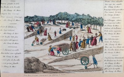 Francia forradalom: a Champs de Mars munkásai 1789-ben Párizsban. Párizs, Musee Carnavalet alkotó: French School