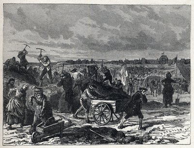 Francia forradalom: a párizsi Champs de Mars (Champs-de-Mars) munkái az 1790-es Fete de la Federation előkészítésére. alkotó: French School