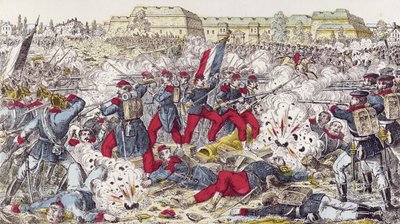 A porosz hadsereg által körülzárt francia csapatok a sedani csatában, 1870. augusztus 31. alkotó: French School