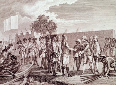 A francia hadsereg partraszállása a szenegáli Saint-Louis-ban alkotó: French School