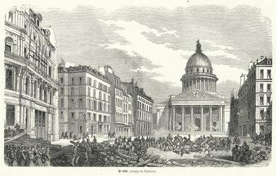 A francia hadsereg csapatai megtámadják a Pantheont elfoglaló felkelőket, Párizs, 1848. június 24. (metszet) alkotó: French School