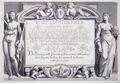 Francia kalligráfia: Poecilography, frontispiece, Baptiste de Beaugrand 1606-ban. alkotó: French School