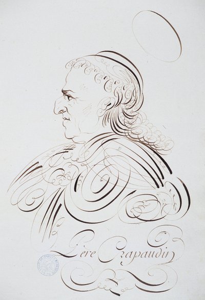 Francia kalligráfia: Cralaudin atya portréja, párizsi Bernard 1780 körül. Párizs városának történelmi könyvtára. alkotó: French School