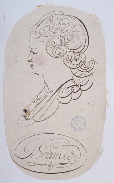 Francia kalligráfia: Bernard de Paris által 1780 körül kivégzett fiatal portréja. alkotó: French School