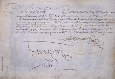 Francia kalligráfia: Recu Bernard de Beaugrand javára Delivre 1623. július 2-án. Párizs város történelmi könyvtára. alkotó: French School