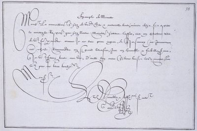 Francia kalligráfia: Technográfia, Guillaume Le Gangneur „percpéldája” 1599 körül. Párizs város történelmi könyvtára. alkotó: French School