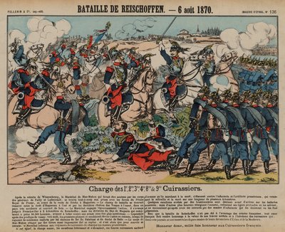 Francia cuirassiers porosz gyalogságot rohamozni a reichshoffeni csatában, francia-porosz háború, 1870. augusztus 6. (színes metszet) alkotó: French School