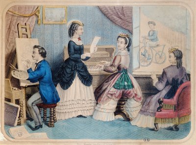 Művészi tevékenységet ábrázoló francia divatlap, 1867 alkotó: French School