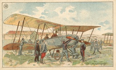 francia katonai kétfedelű repülőgép (chromolitho) alkotó: French School