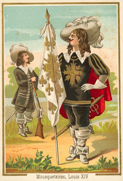 XIV. Lajos korabeli francia muskétások (chromolitho) alkotó: French School