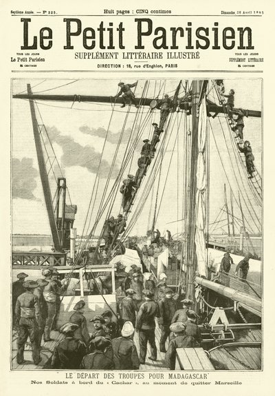 Marseille-ből Madagaszkárra induló francia katonák (metszet) alkotó: French School