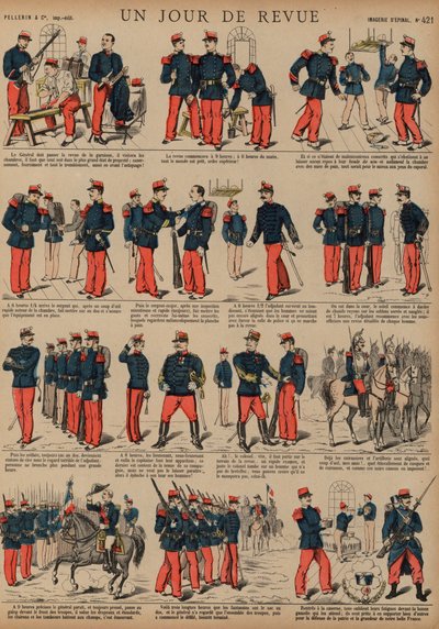 Francia katonák a szemle napján (színes metszet) alkotó: French School