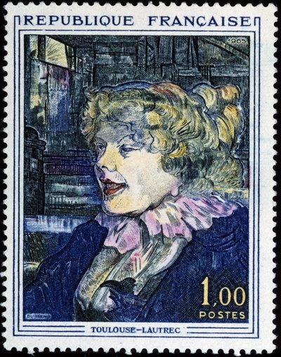 Französische Briefmarke mit Gemälde von Toulouse Lautrec von French School