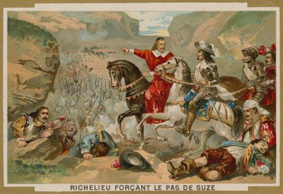 A Richelieu bíboros által vezényelt francia csapatok 1629-ben kényszerítik a hágót Suzánál, Savoyában alkotó: French School