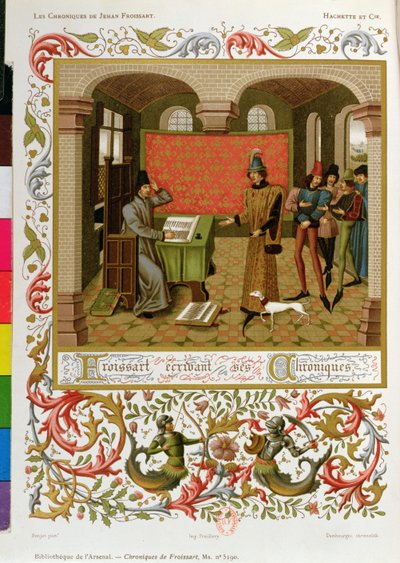 Froissart (1333-140001), aki krónikáit írja (5190. asszony fakszimile) alkotó: French School