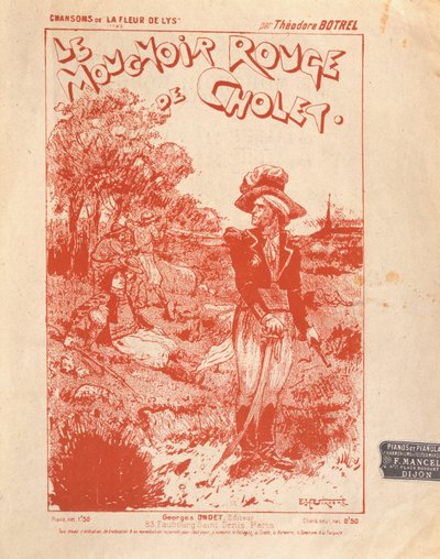 Borító a Le Mouchoir Rouge de Cholet című dal kottájához, írta és komponálta: Theodore Botrel alkotó: French School