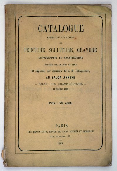A Salon des Refuses katalógusának első borítója, 1863 alkotó: French School